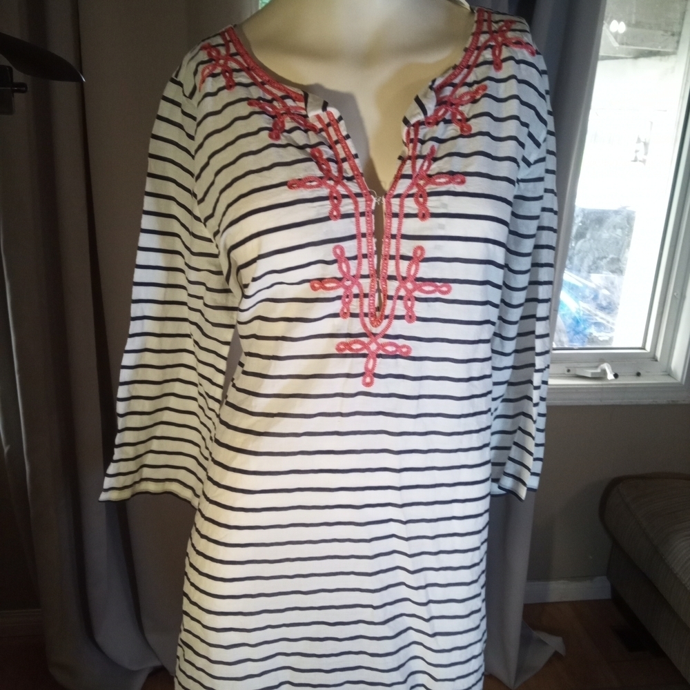Joe Fresh Navy and White Striped Top